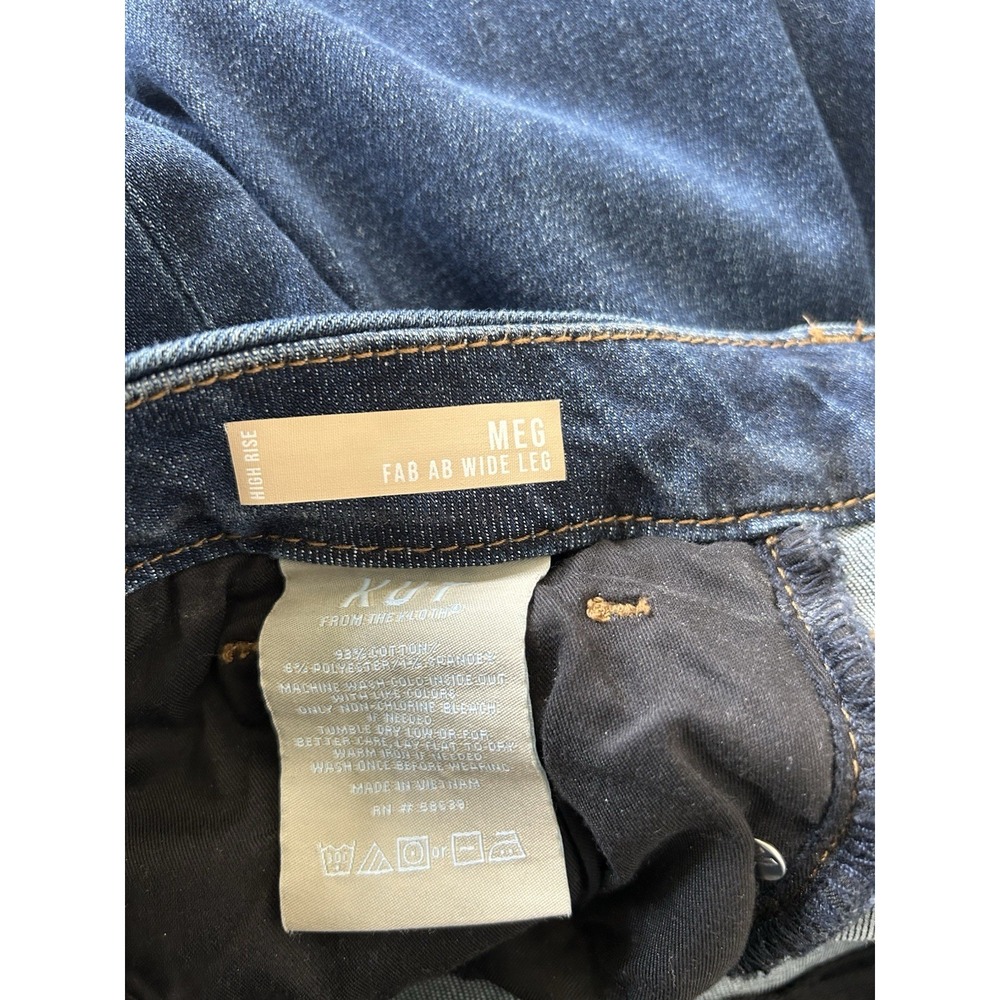 Kut from the Kloth Meg HighRise Wide Leg Jeans 14 Dark Wash Raw Hem Boho Classic - Picture 6 of 6